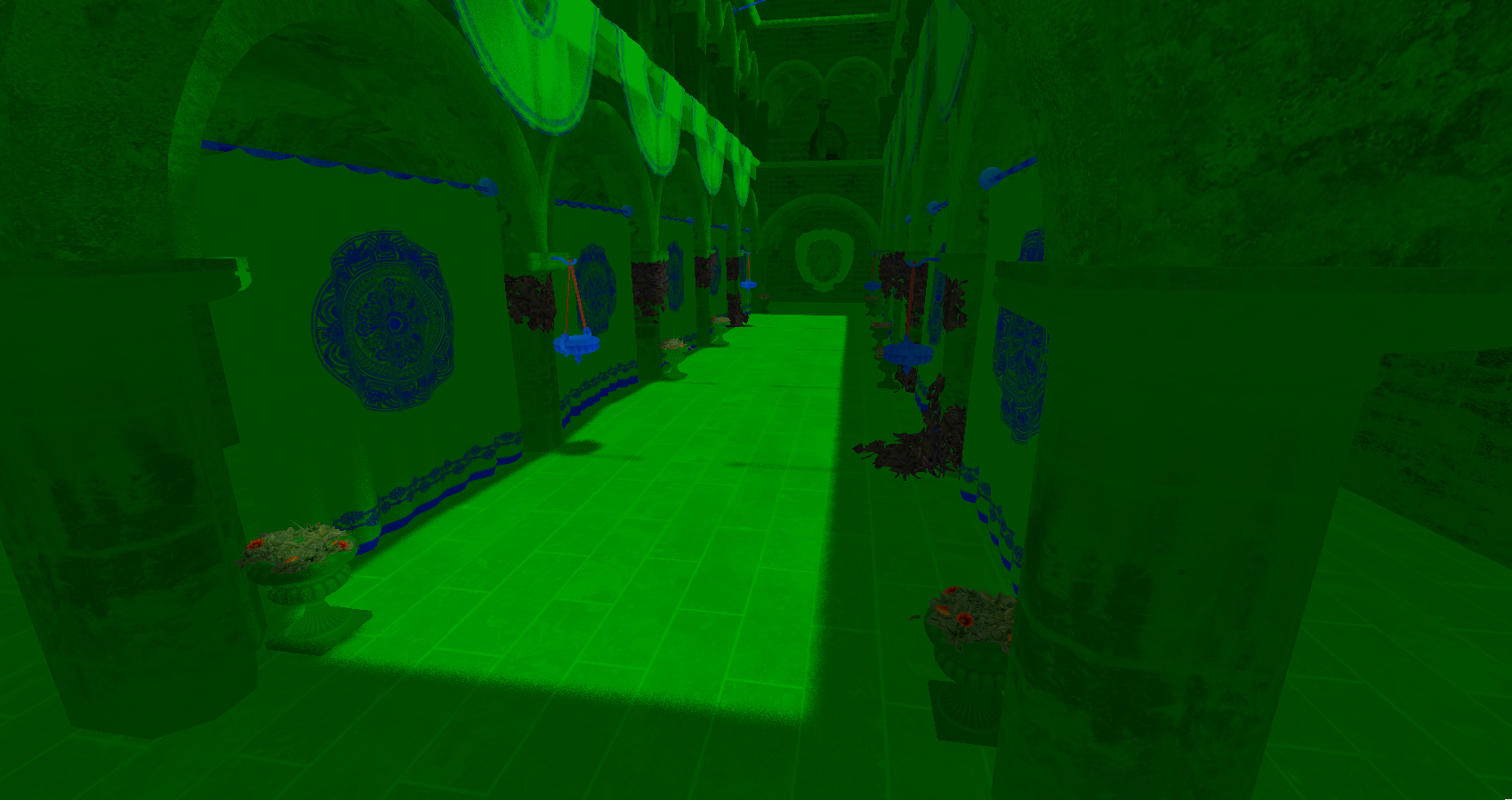 A debug render displaying the MetallicRoughness map as a diffuse texture