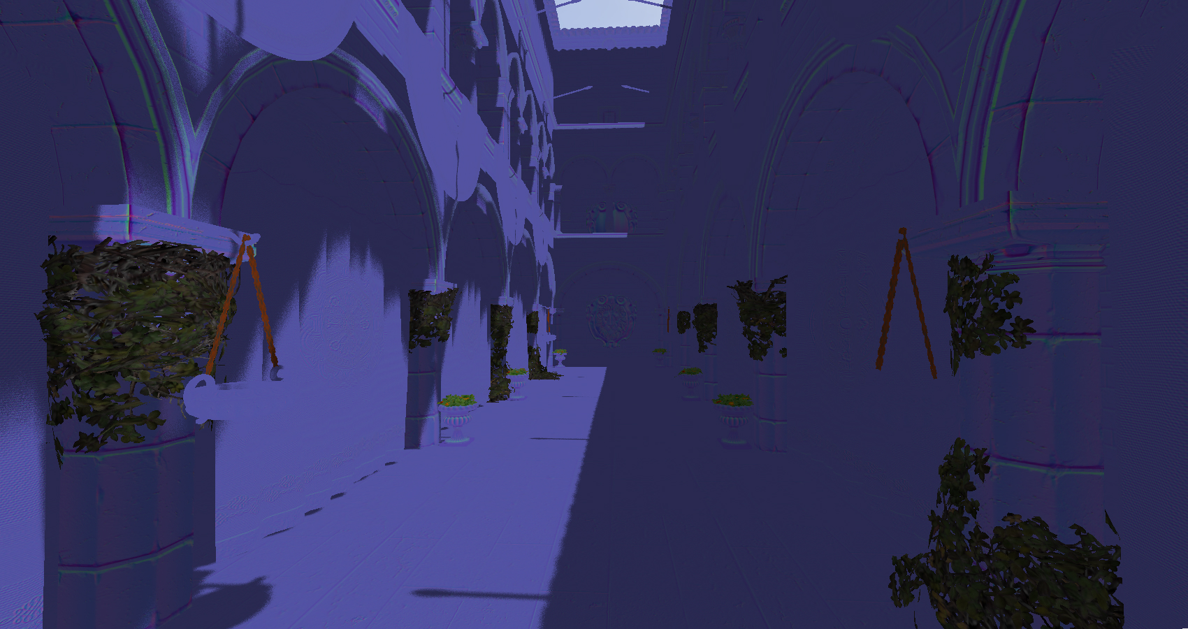 A debug render displaying the normal map as a diffuse texture