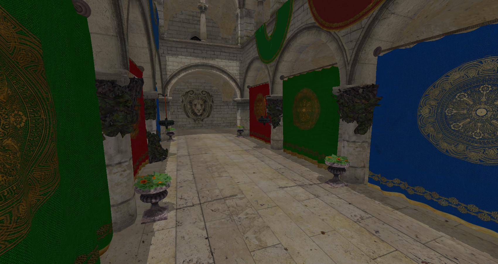 The same scene as before, but with Shadowmapping